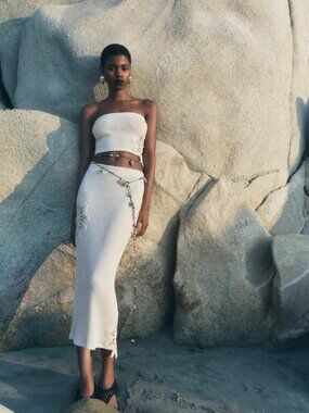 Zara Strapless Crochet Top & Pencil Skirt